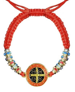 Saint Benedict Colored Bead Cord Bracelet