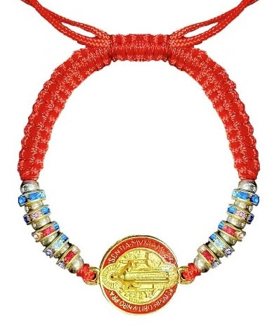 Saint Benedict Colored Bead Cord Bracelet