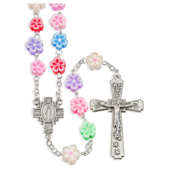 8mm Multicolored Floral Rosary