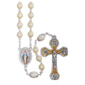 7MM Madre Perla Frosted Yellow Rosary