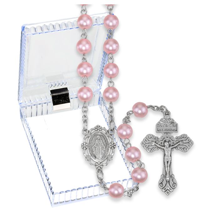 Miraculous Pink Pearl Rosary