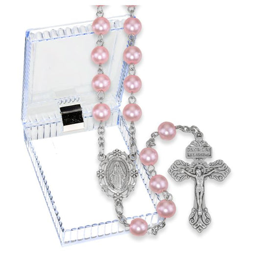 Miraculous Pink Pearl Rosary