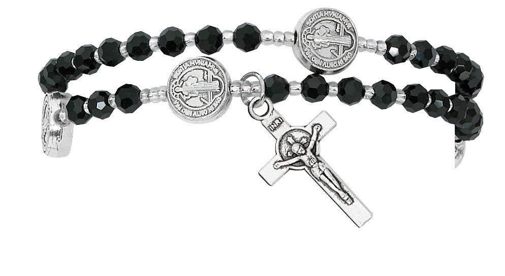 St. Benedict Black Twistable Rosary Bracelet