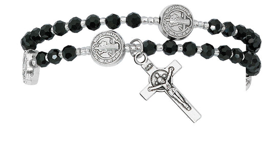 St. Benedict Black Twistable Rosary Bracelet