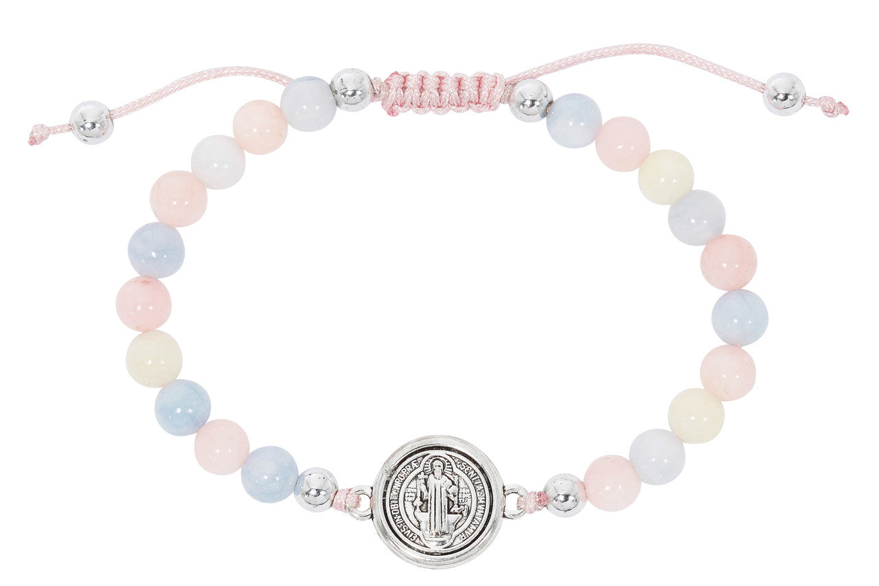 Saint Benedict Pastel Bead Cord Bracelet