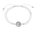 Saint Benedict White Bead Cord Bracelet