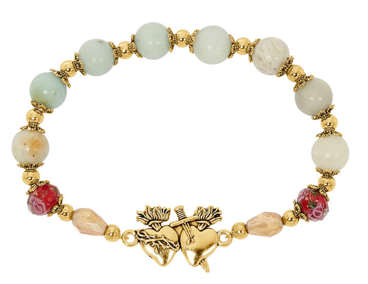 Sacred Heart Amazonite Stretch Bracelet