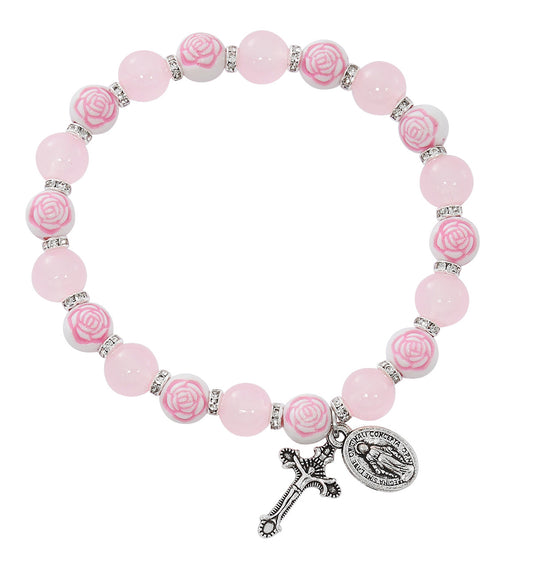 Miraculous Pink Rose Stretch Bracelet