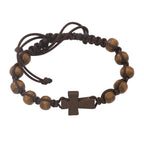 Wood Cross Cord Bracelet