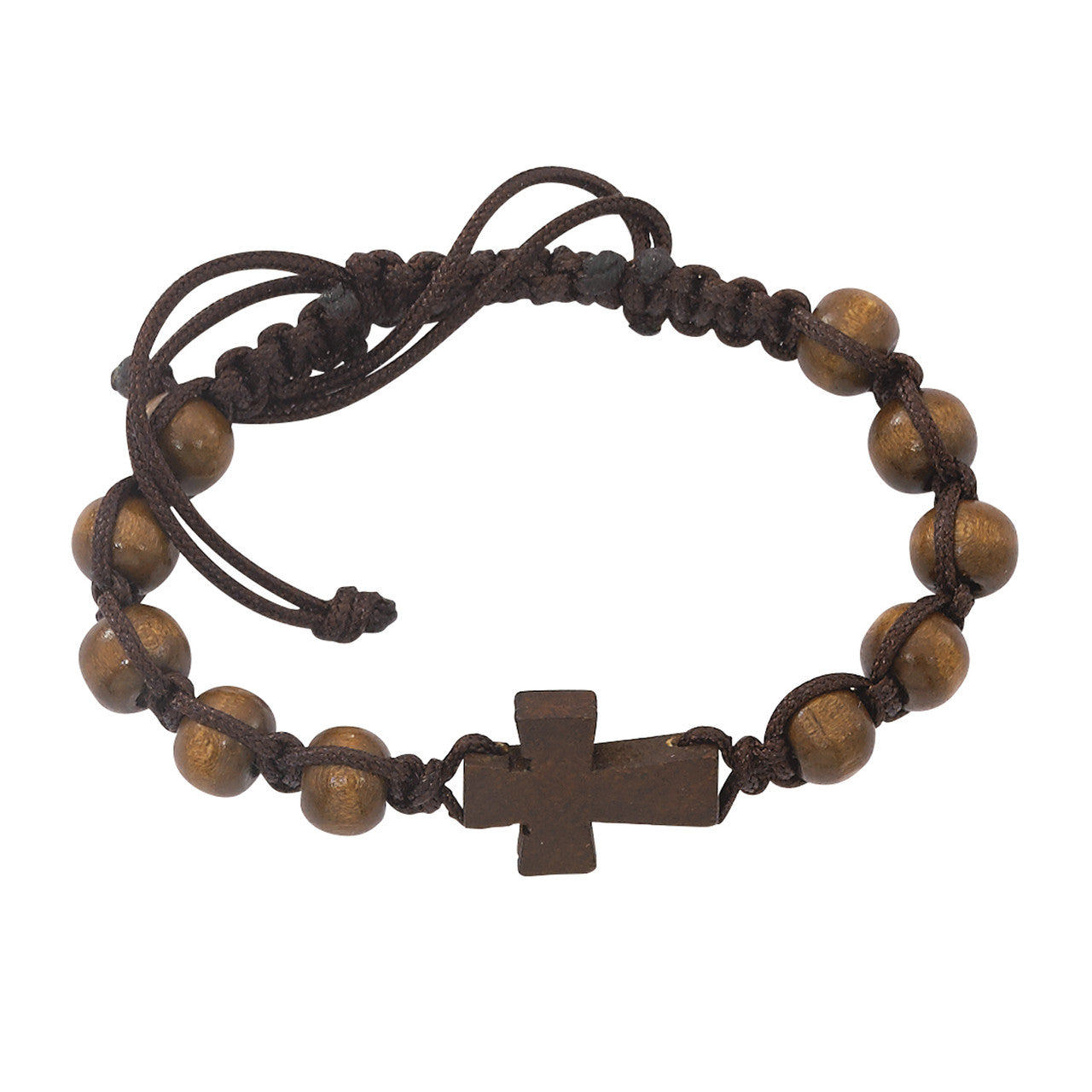 Wood Cross Cord Bracelet