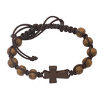 Wood Cross Cord Bracelet
