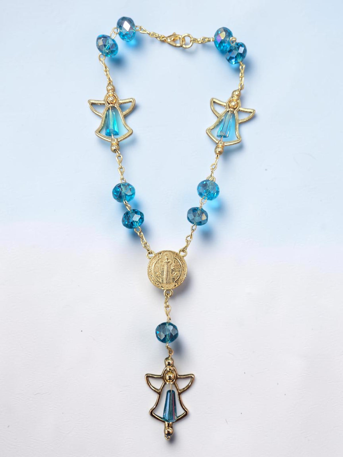 Asst Gold/Silver Benedict Angel Car Rosary