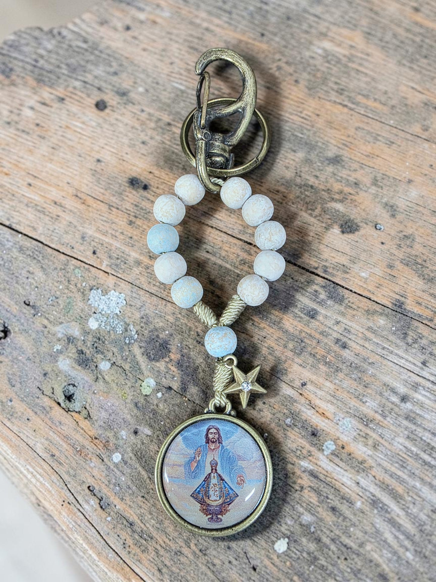Virgin de San Juan Blue Decade Keychain