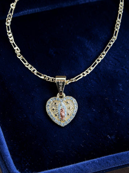 24" Heart Guadalupe w/ Diamonds Necklace