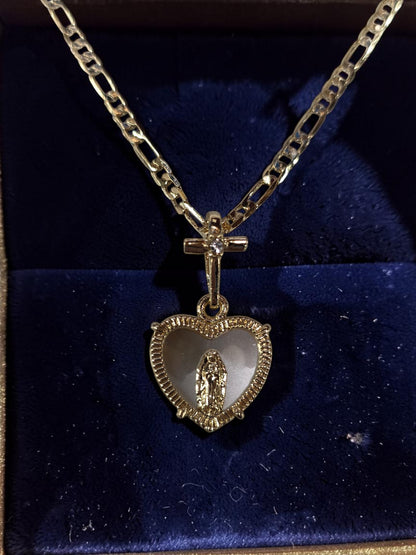 24" Heart Guadalupe w/Cross Necklace