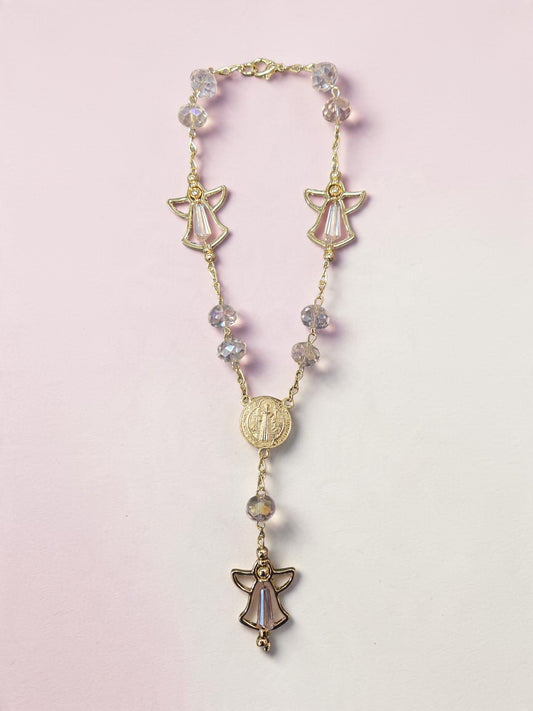 Asst Gold/Silver Benedict Angel Car Rosary