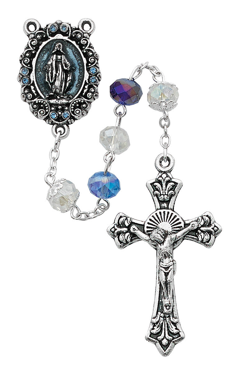 Miraculous Mutli Blue Crystal Rosary