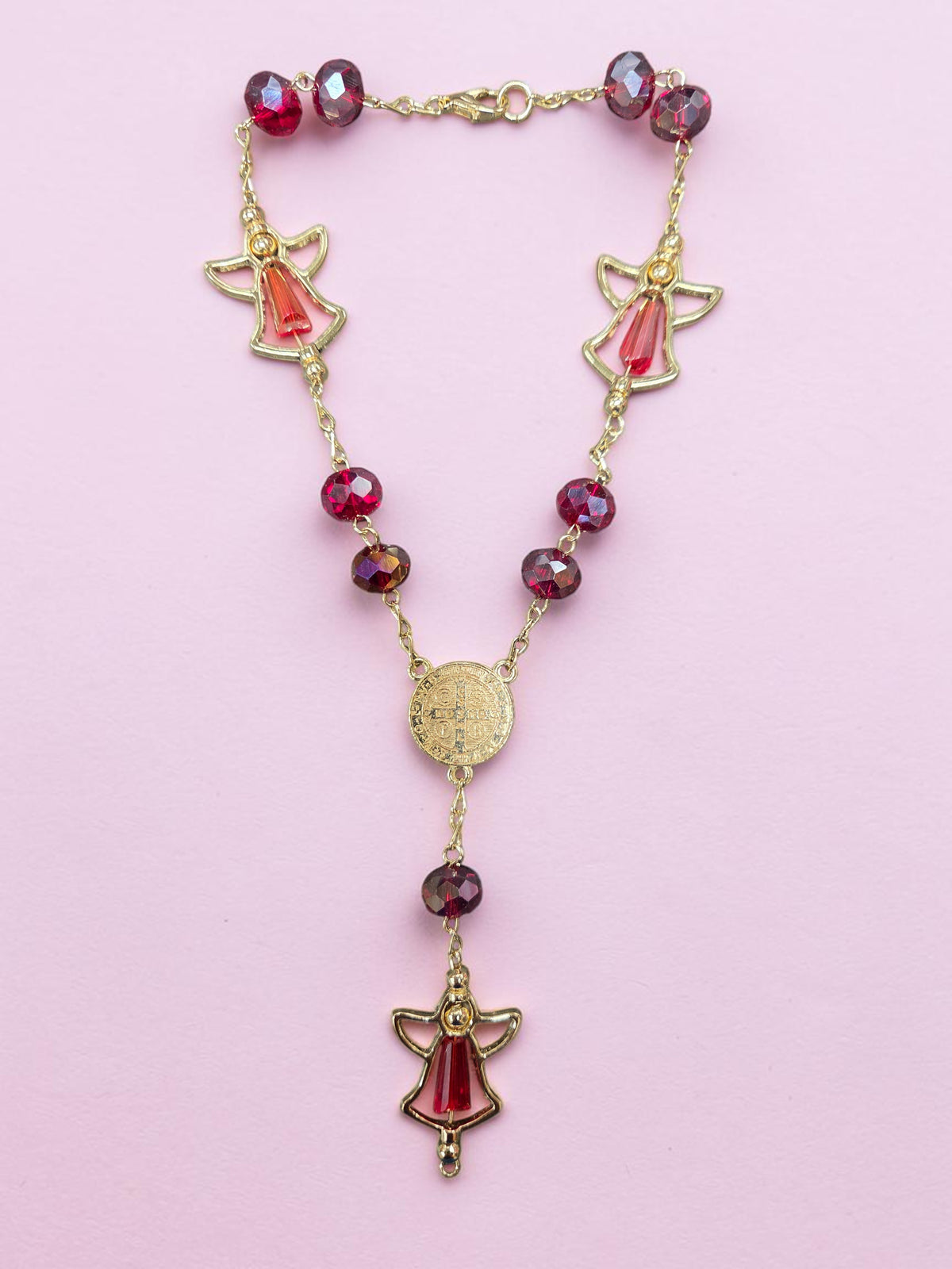 Asst Gold/Silver Benedict Angel Car Rosary