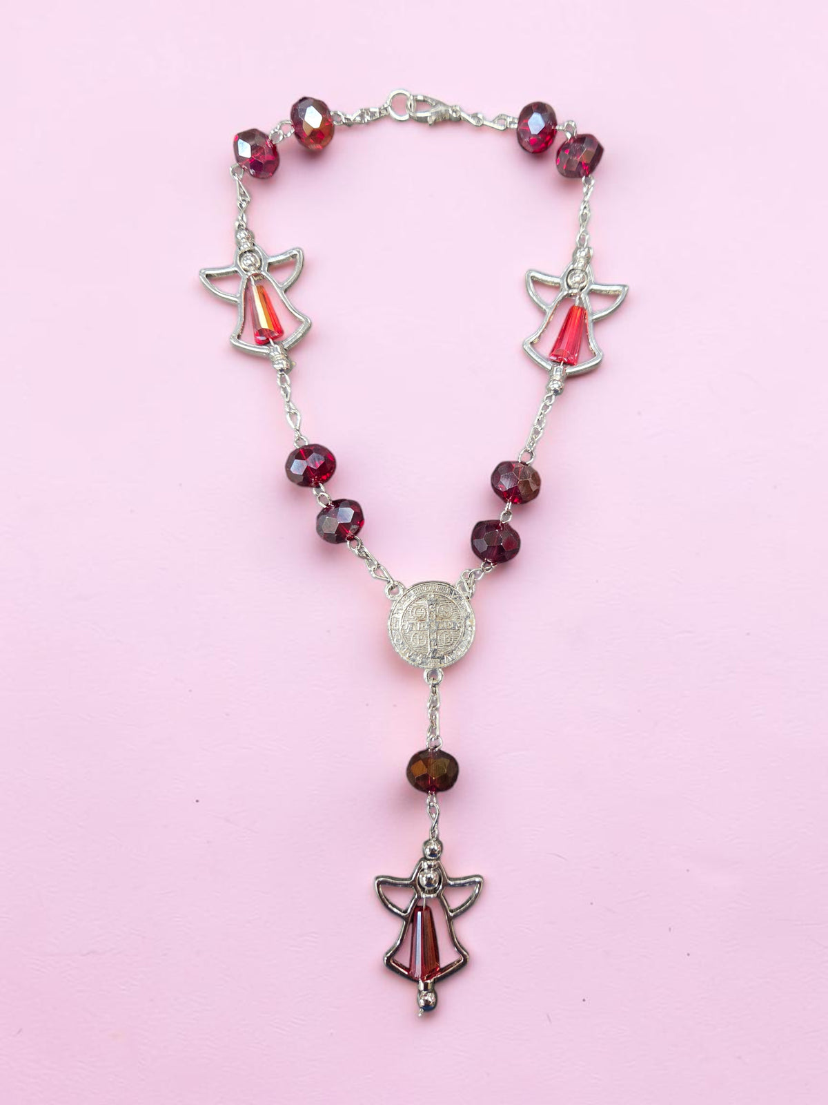 Asst Gold/Silver Benedict Angel Car Rosary