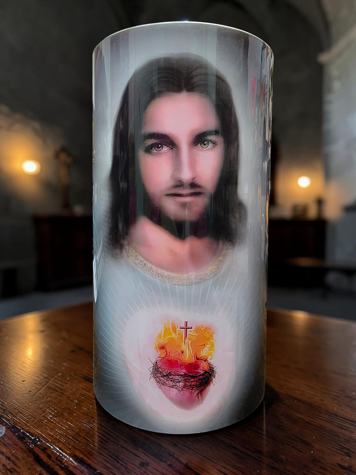 4x7 Sacred Heart and Margaret Mary LED Candle