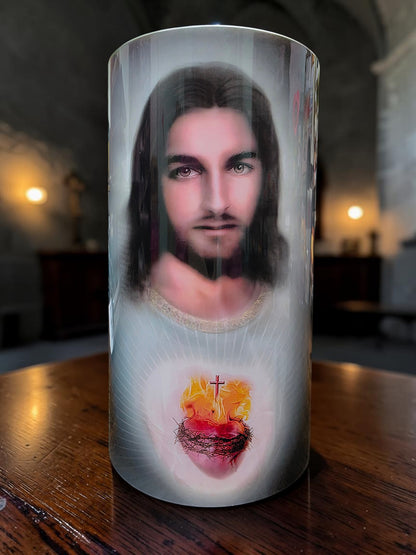 4x7 Sacred Heart and Margaret Mary LED Candle