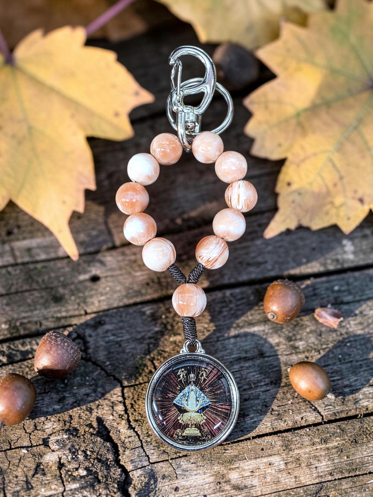 Virgin de San Juan Pink Decade Keychain