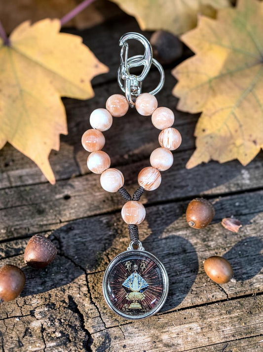 Virgin de San Juan Pink Decade Keychain