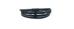 Black leather belt with a decorative buckle