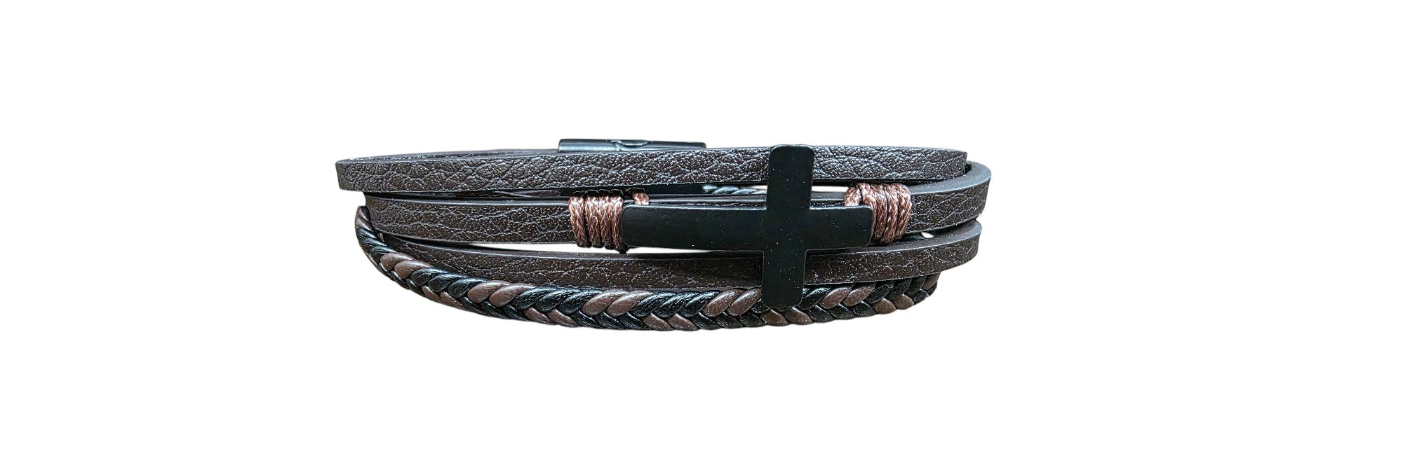 Multi-strand leather bracelet with Black accent