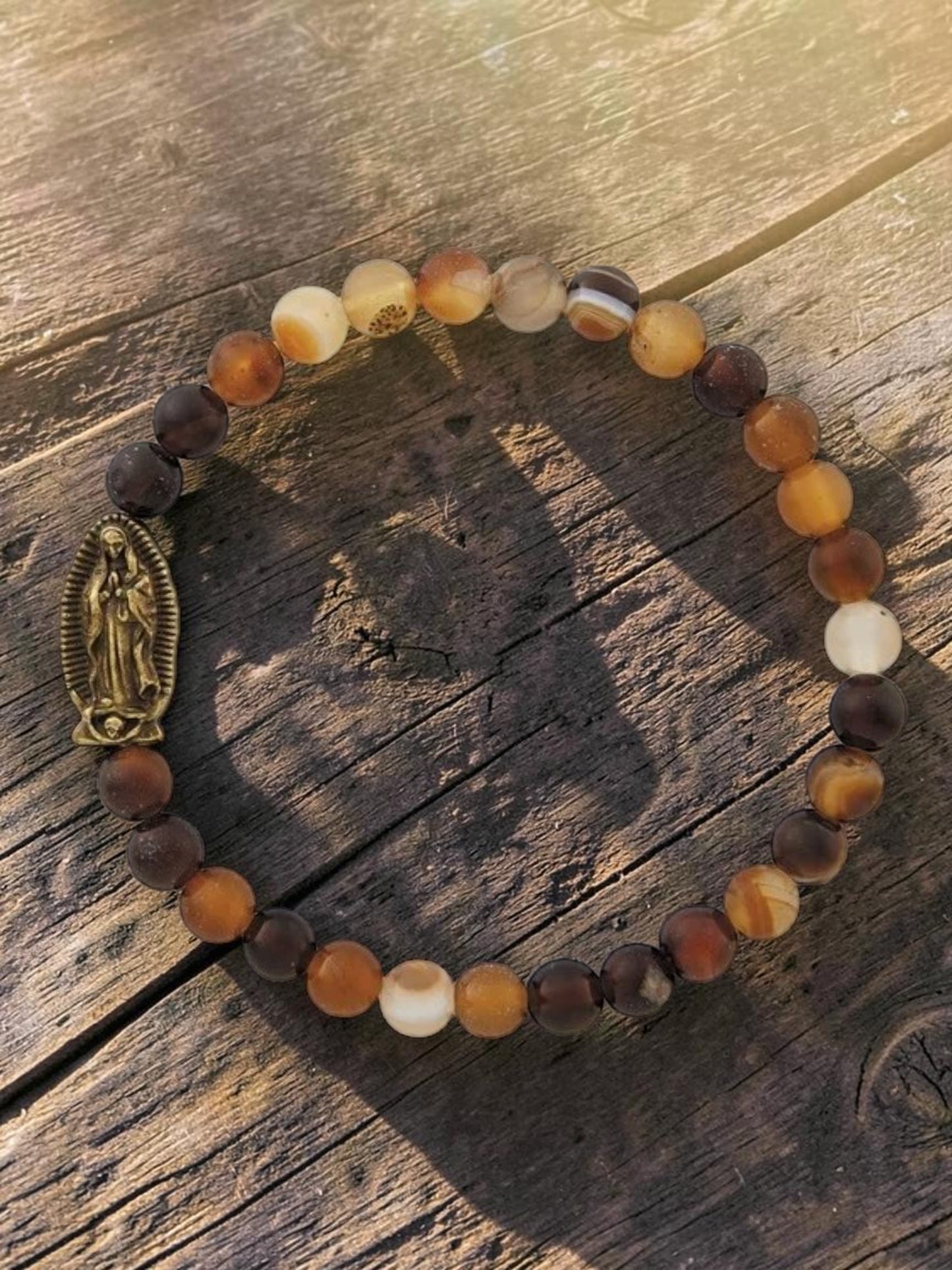 Our Lady of Guadalupe Vintage Stone Stretch Bracelet