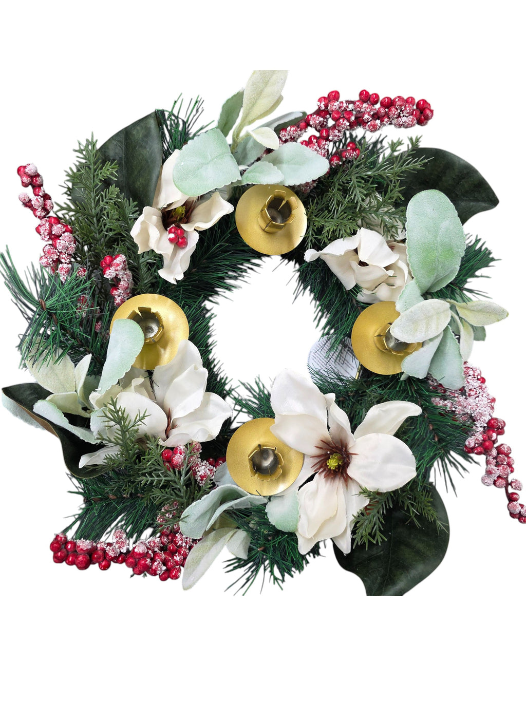16"DIA MAGNOLIA TABLE WREATH CANDLE HOLDER