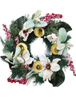 16"DIA MAGNOLIA TABLE WREATH CANDLE HOLDER