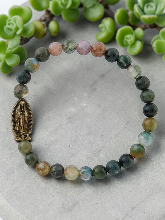 Our Lady of Guadalupe Vintage Stone Stretch Bracelet