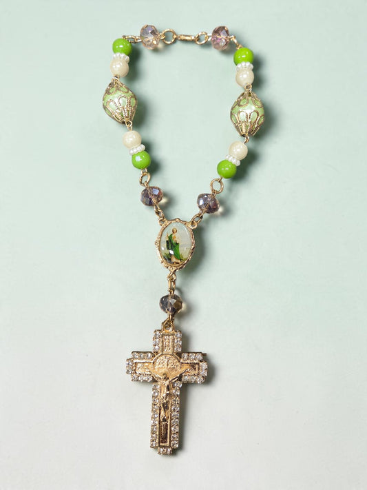 Pearl/Crystal Jude Car Rosary