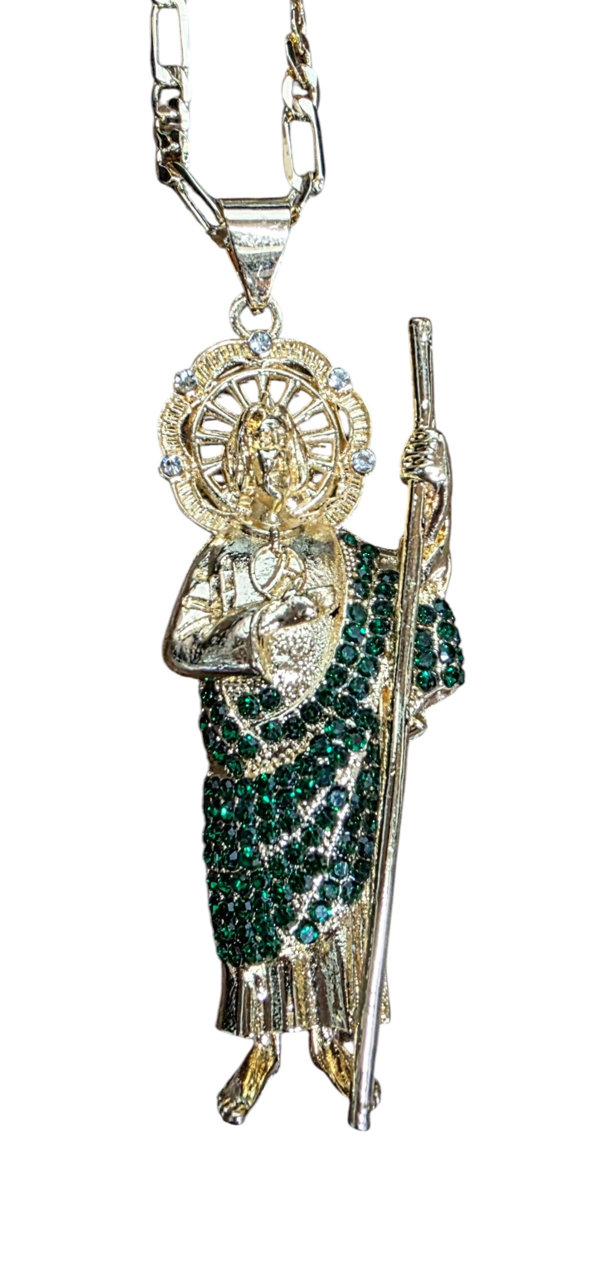 3D St. Jude Gold Crystal Necklace