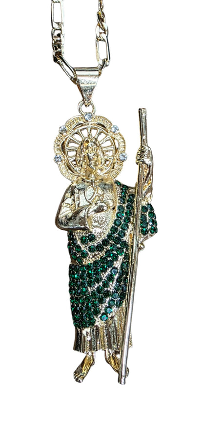 3D St. Jude Gold Crystal Necklace