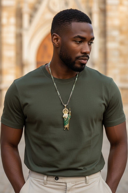 3D St. Jude Gold Crystal Necklace