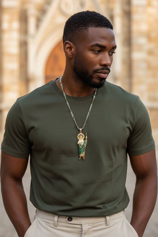 3D St. Jude Gold Crystal Necklace
