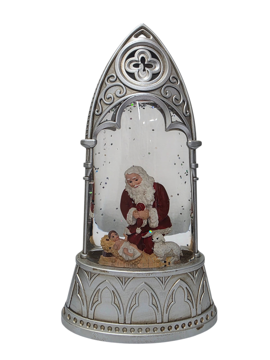 6.5" Kneeling Santa with Baby Jesus Water Globe