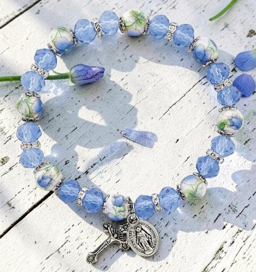 Miraculous with Cross Floral Stretch Bracelet (MORE COLORS)