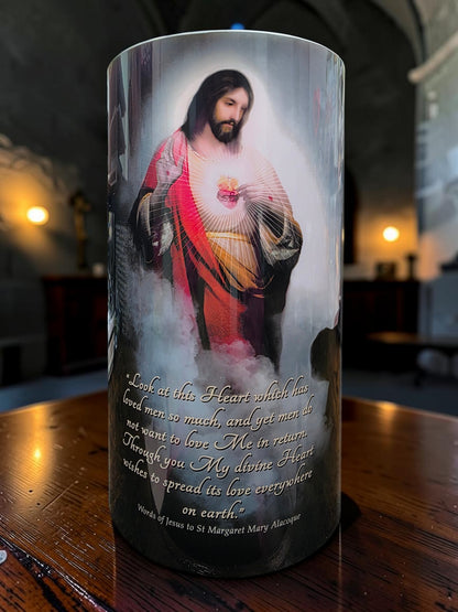 4x7 Sacred Heart and Margaret Mary LED Candle
