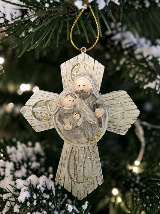 4" Holy Family Cross Ornament