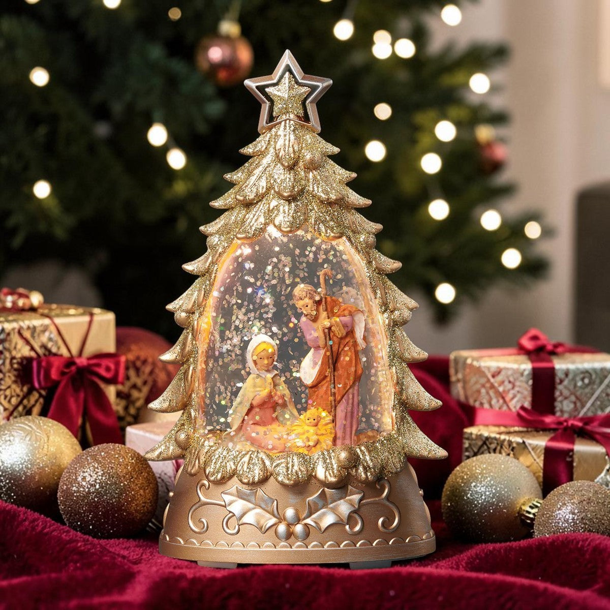 6" Glitter Holy Family Water Globe