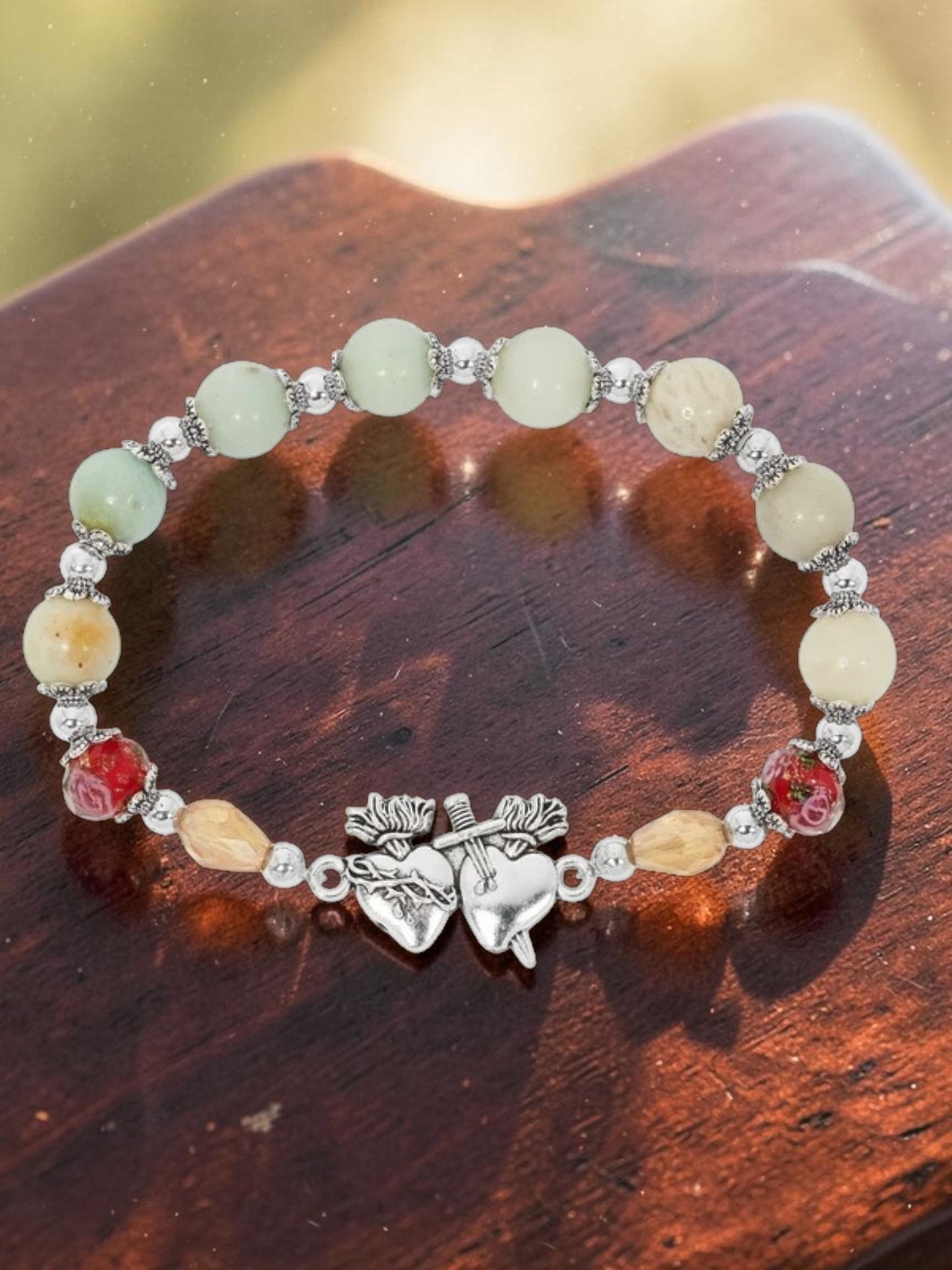 Sacred Heart Amazonite Stretch Bracelet