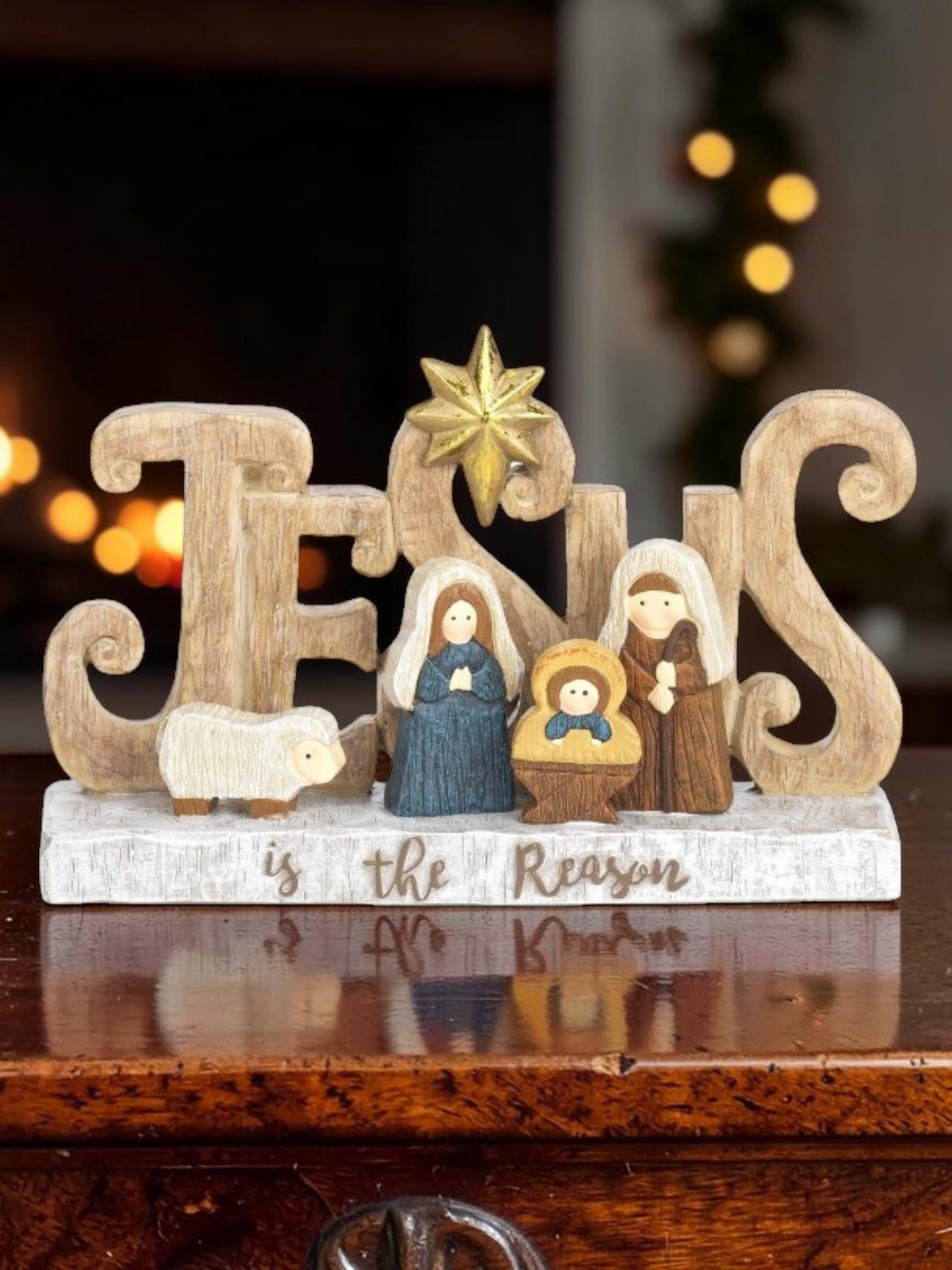 Jesus is the Reason Resin Holy Family Nativity Figurine
