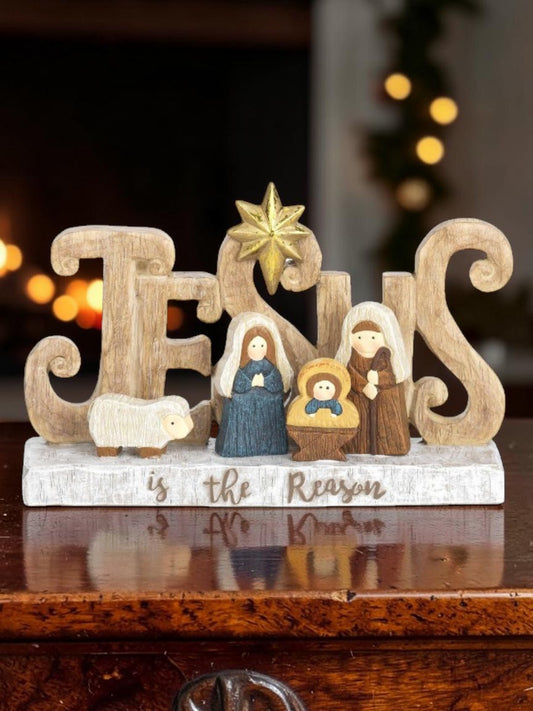 Jesus is the Reason Resin Holy Family Nativity Figurine