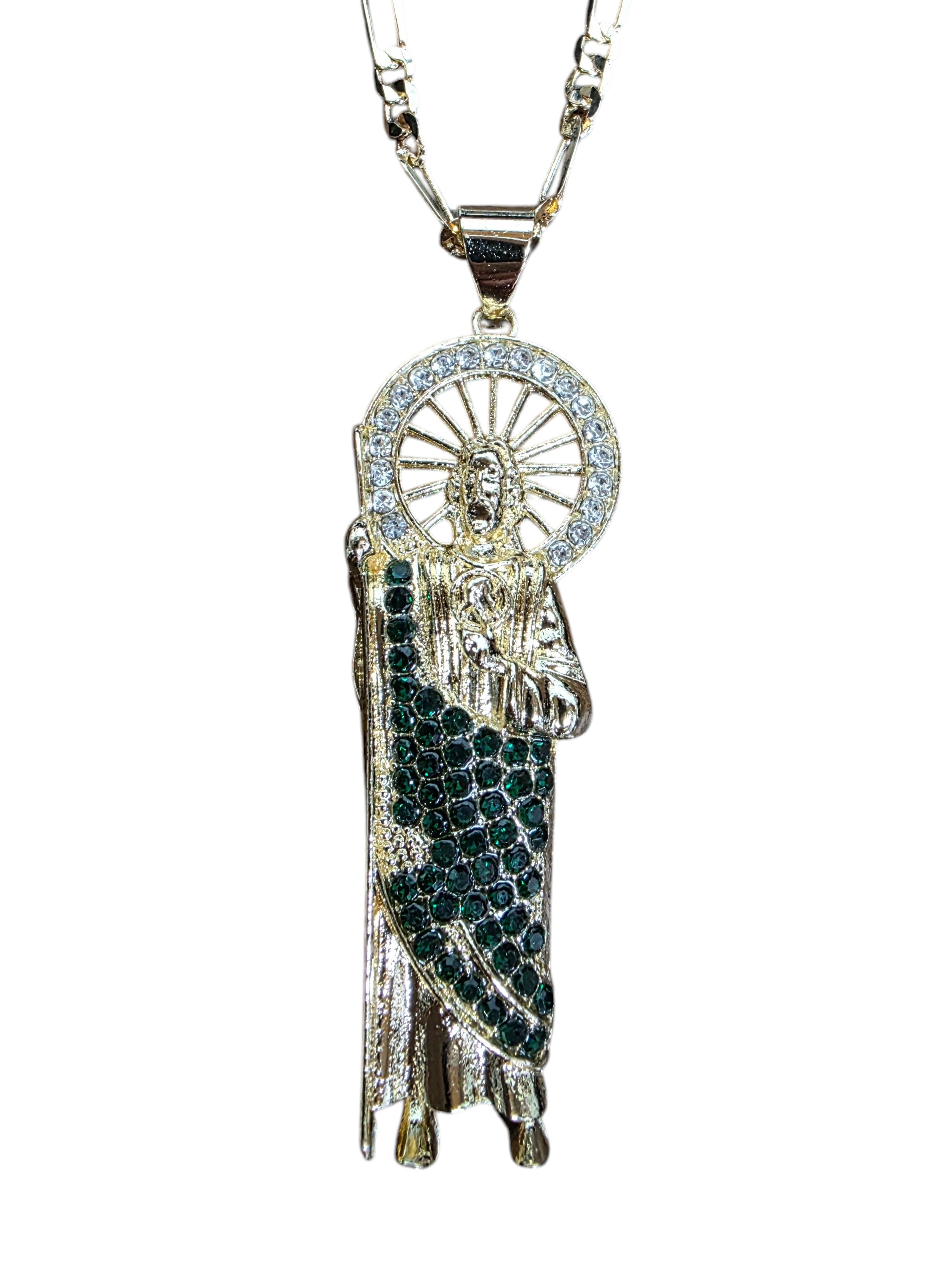 St. Jude Gold Silhouette w/Crystals Necklace