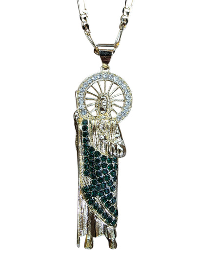 St. Jude Gold Silhouette w/Crystals Necklace