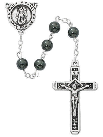 Saint Michael Hematite Rosary