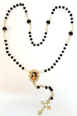Our Lady of Guadalupe with Saint Martin of Tours Crystal Black Rosary